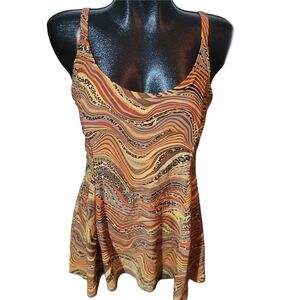 Bikini Bay Women's Multicolor Patterned One Piece Swim Dress NWT Size 16